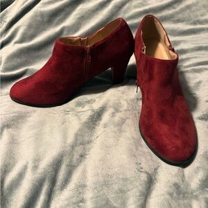 Suede Deep Red Women's Ankle Boots
